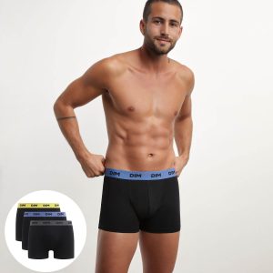 Pack of 3 black men's boxers with coloured waistband Mimosa Purple Mix & colours