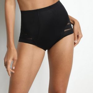 Black High-Waist Flat Tummy Briefs – Dim Silhouette Elegance