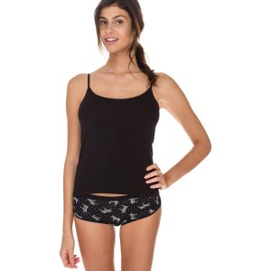 Pack of 2 Les Pockets Coton camisoles in black and white