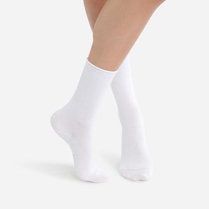 Pack of 2 pairs of white cotton modal socks for women