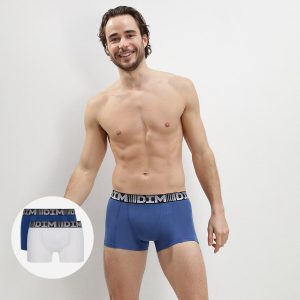 3D Flex Air Pack of 2 men's steel blue-white anti-perspirant boxers
