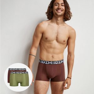 Pack of 2 men's breathable cotton and lycra Khaki 3D Flex Air boxers