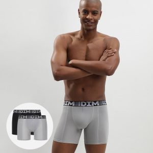3D Flex Air Pack of 2 men's black-grey anti-perspirant long boxers