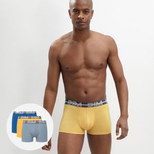 Dim Powerful pack of 3 stretch cotton trunks with graphic waistband in blue