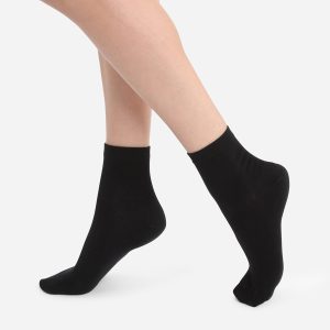 Pack of 2 pairs of black ankle socks for women