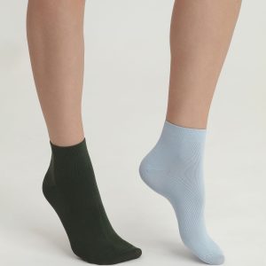 Pack of 2 pairs of women's socks Green Blue Skin