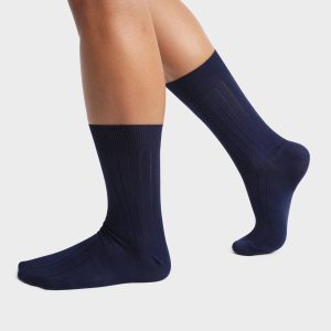 Pack of 2 pairs of men's socks in cotton Navy blue in Scottish thread Dim