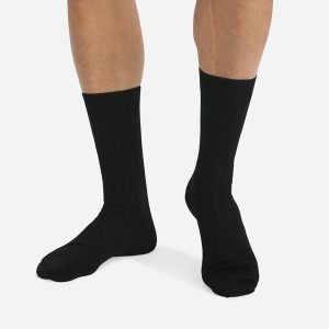 Pack of 2 pairs of black lisle socks for men