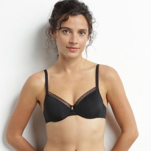 Black microfiber and tulle push-on bra Dim Daily Confort