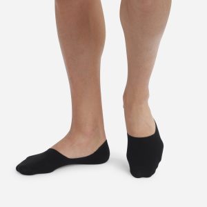 Pack of 2 pairs of black cotton footsies for men