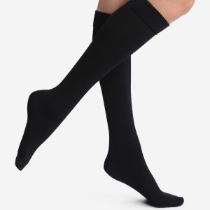 Dim Thermo 140D opaque black fleece knee-highs