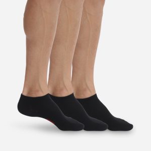 Pack of 3 pairs of black invisible trainer socks for men