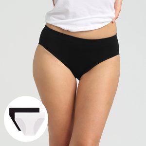 Pack of 2 black and white seamless microfibre panties Les Pockets Eco