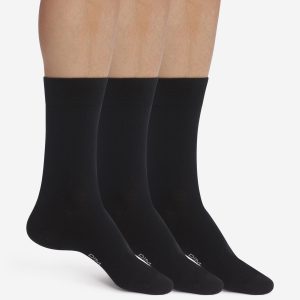 Pack of 3 Pairs of Men's Socks Black Dim Cotton