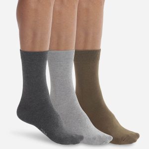 Pack of 3 pairs of men's socks grey Khaki Dim Basic Cotton