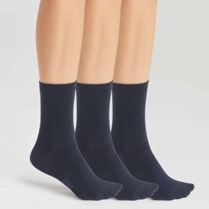 Pack of 3 pairs of women's cotton socks in Navy Blue Dim