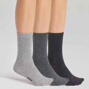 Pack of 3 pairs of light gray women's socks in Dim cotton