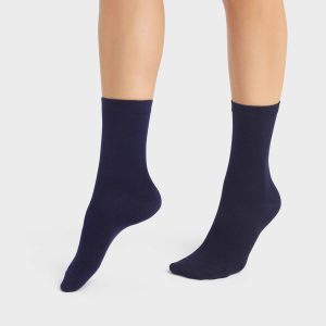 Pack of 2 pairs of women's viscose socks in Navy Blue Dim Bambou