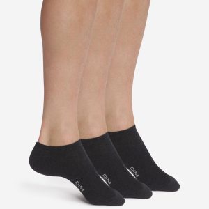 Pack of 3 Pairs of Men's Short Socks Black Dim Cotton
