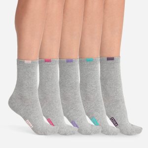 ECODIM Pack of 5 Pairs of Women's Light Grey Cotton Mixed Socks