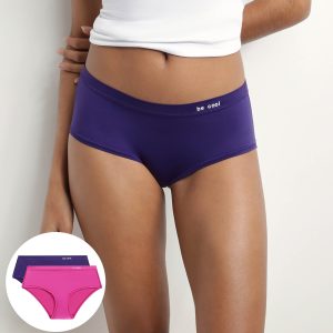 Oh My Dim's Pack of 2 women's shorties in Fuchsia and Violet microfibre