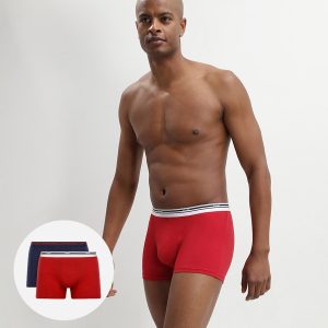 2 Pack stretch cotton trunks Lava Red and Denim Blue Daily Colors