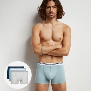 Pack of 3 Classic colours Blue grey men's stretch cotton boxers