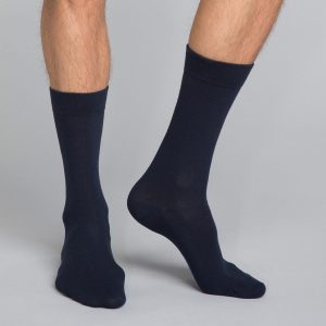 Pack of 3 pairs of blue Basic Coton classic cotton mid calf socks for men