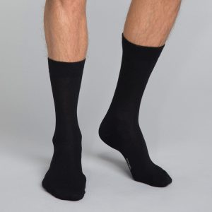Pack of 3 pairs of black Basic Coton mid calf cotton socks for men