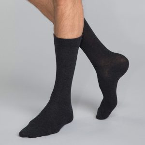Pack of 3 pairs of charcoal Basic Coton mid calf cotton socks for men