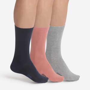 Pack of 3 Pairs of Men's Cotton Socks Navy Pink Dim