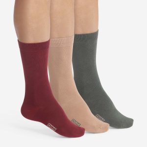 Pack of 3 Pairs of Red Khaki Cotton Men's Socks Dim