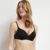 Black Microfiber Push Up Non-Wired  Bra InvisiFree