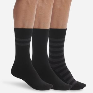 Pack of 3 pairs of men's black striped socks Dim Coton Style
