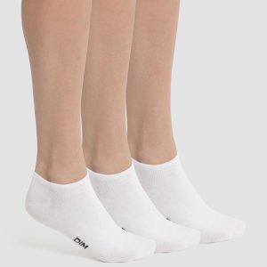 Pack of 3 Women's Short Socks White Dim Cotton