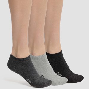 Pack of 3 Women's Anthracite Grey Short Socks Dim Cotton