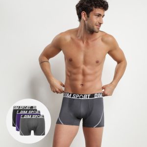 Pack of 3 men's Purple Dim Sport thermo-regulating microfibre boxers