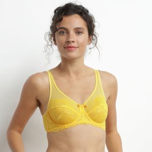 Yellow lace push-up bra Dim Generous Essentiel