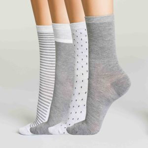 Pack of 4 pairs of Ecodim Women's Medium and Light Grey Knee Socks