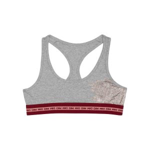 Girls' Grey Dim Sport stretch cotton bra with metallic logo