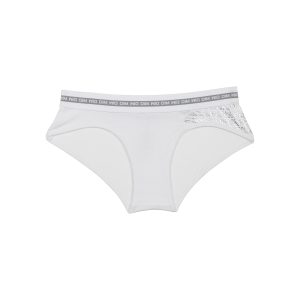 Dim Sport Girl's stretch cotton shorty white with silver print