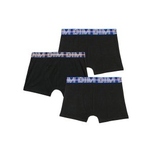 EcoDim Pack of 3 black boy's stretch cotton boxers with contrasting waistband