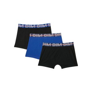 EcoDim Pack of 3 blue boy's stretch cotton boxers with contrasting waistband
