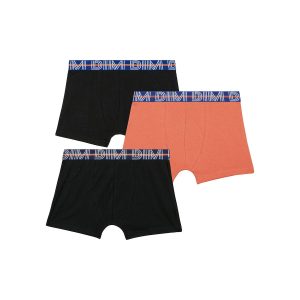 EcoDim Pack of 3 orange boy's stretch cotton boxers with contrasting waistband
