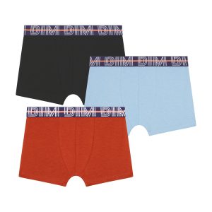 Pack of 3 Blue Red boys' boxer shorts with Dim cotton Stretch graphic waistband