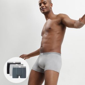 Ultra Resist 3 pack resistant stretch cotton trunks in grey and jeans blue
