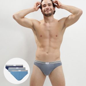 Ultra Resist 3 pack resistant stretch cotton briefs in grey and denim blue