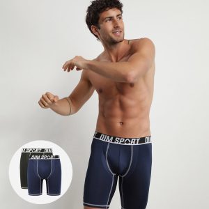 Pack of 2 Grey and Black Dim Sport microfibre thermo-regulating boxers