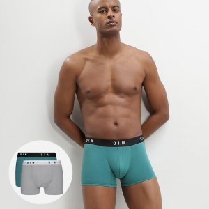 Dim Originals Pack of 2 men's boxers in stretch cotton  in steel emerald green