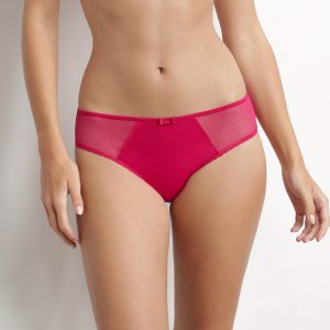 Women's organic cotton and tulle plumetis panties Rouge Cerise Generous Dim